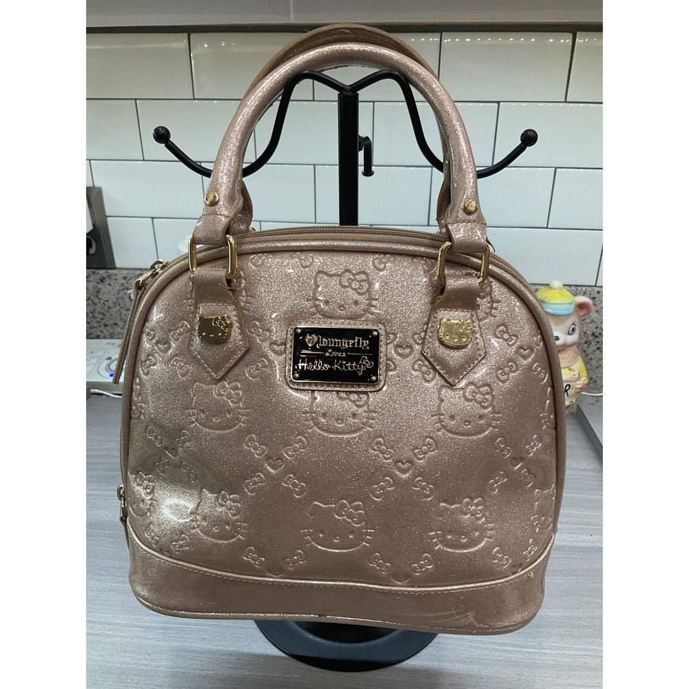 LOUNGEFLY HELLO KITTY SANRIO GOLD PATENT EMBOSSED TOTE HANDBAG EXCLUSIVE